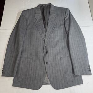 Mani By Giorgio Armani Blazer Gray Chevron Pattern Pure Virgin Wool 42L Italy